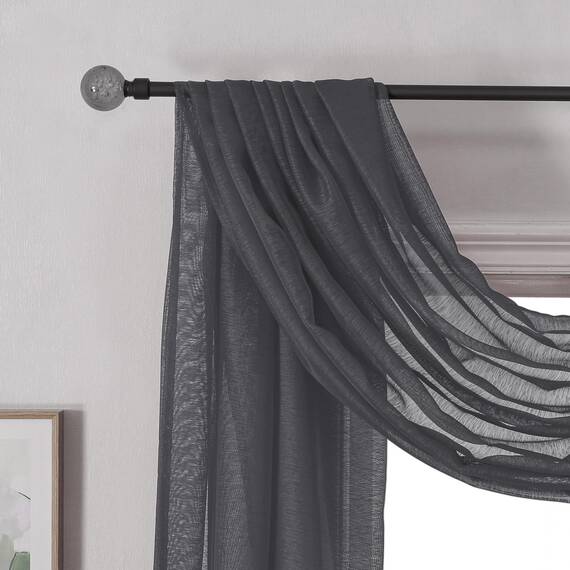 DONREN Dunkelgrauer Fensterschal für Outdoor-Dekoration – verleiht Vorhangpaneelen einen luxuriösen, schönen eleganten Effekt (1 Panel, 132 x 724 cm lang)