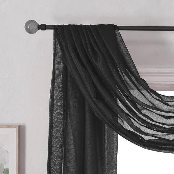 DONREN Tiefschwarze Fensterschal-Vorhänge für Outdoor-Dekoration – verleiht Vorhangpaneelen einen luxuriösen, schönen eleganten Effekt (1 Panel, 132 x 724 cm lang)