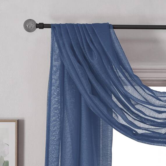 DONREN Halbtransparenter Vorhangschal für Zuhause, 1 Stück, 132,1 cm breit x 548,6 cm lang, Marineblau