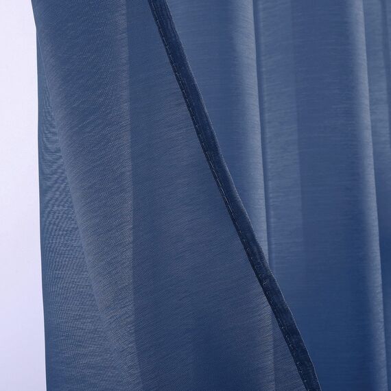 Marineblaue transparente Vorhänge, 160 cm lang, für Jungenzimmer – 2 Paneele, dunkelblau, mit Ösen, elegante halbtransparente Voile-Vorhänge, 132,1 cm breit x 160 cm lang
