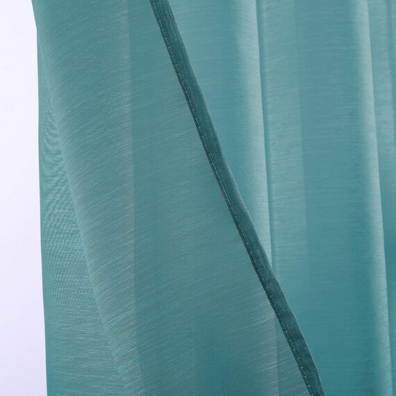DONREN Blaugrüne Fenstervorhänge, 213 cm lang, 2 Stoffbahnen mit Ösen, Voile, halbtransparente Vorhänge für Wohnzimmer, 132 x 213 cm Länge