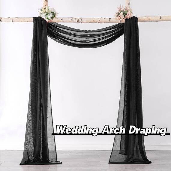 DONREN Tiefschwarze Fensterschal-Vorhänge für Outdoor-Dekoration – verleiht Vorhangpaneelen einen luxuriösen, schönen eleganten Effekt (1 Panel, 132 x 724 cm lang)