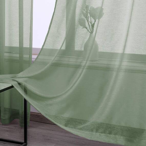 DONREN Transparente Fenstervorhänge, Salbeigrün, 213,7 cm lang, 2 Vorhänge mit Ösen, Gaze drapiert, für Wohnzimmer, 132,7 x 213,8 cm lang