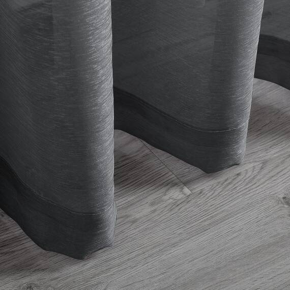 DONREN 243,8 cm lange transparente Vorhangpaneele für Terrassentür – von der Decke bis zum Boden, extra lange Voile-Vorhänge für Schiebetüren (Dunkelgrau, 2 Stück)