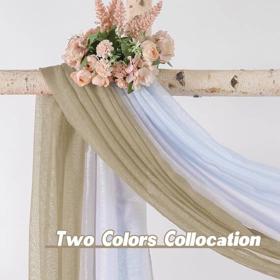 Langer Fensterschal für Party, luxuriös, weich, Hellbraun, halbdurchsichtig, Vorhang, Volant für Hochzeit (1 Panel, Taupe)