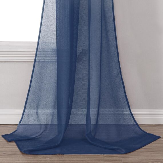 DONREN Halbtransparente Flächenvorhänge, Schal, Heimdekoration, Fenstervolant, Voile, 1 Stück, 132,1 cm breit und 731,5 cm lang, Marineblau