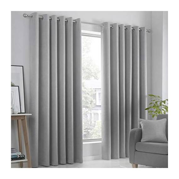 Fusion Strata Vorhänge, gewebt, mit Ösen, gefüttert, 168 x 183 cm, silberfarben, Futter: 100% Polyester, Silber