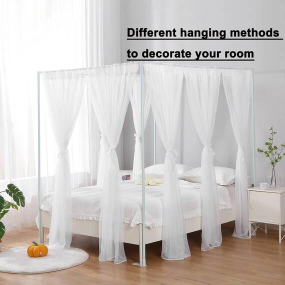 WANFASO Weißer Betthimmel Betthimmel für Doppelbett, weicher Betthimmel Schal für Mädchen Erwachsene (Doppelbett, Weiß)