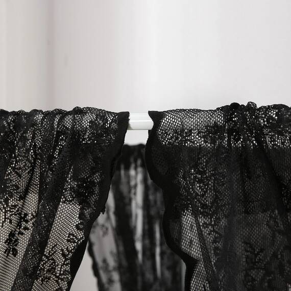 WANFASO Schwarzer französischer Spitzen-Baldachin, Betthimmel im Gothic-Stil, Betthimmel für Mädchen, Bettschal, Raumdekoration