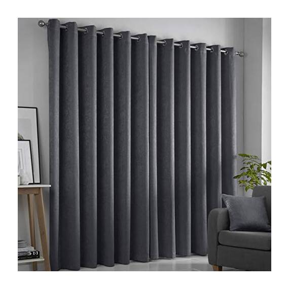 Fusion Strata Vorhänge mit Ösen, gefüttert, 228 x 183 cm, Anthrazit, Futter: 100% Polyester, W229cm x D183cm