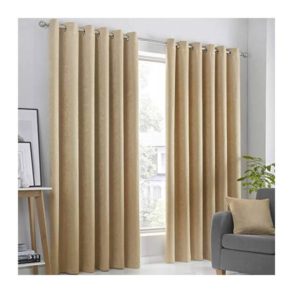 Fusion Strata Vorhänge mit Ösen, gefüttert, 100% Polyester, 117 x 183 cm, Ockerfarben