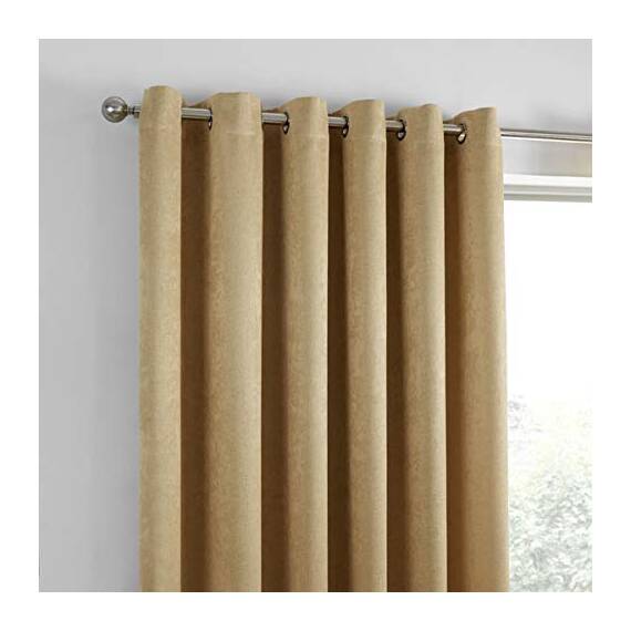 Fusion Strata Vorhänge, gewebt, mit Ösen, gefüttert, 116 x 228 cm, Ockerfarben, Futter: 100% Polyester, Ocker