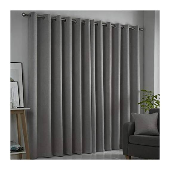 Fusion Strata Vorhänge, gewebt, mit Ösen, gefüttert, 168 x 183 cm, silberfarben, Futter: 100% Polyester, Silber