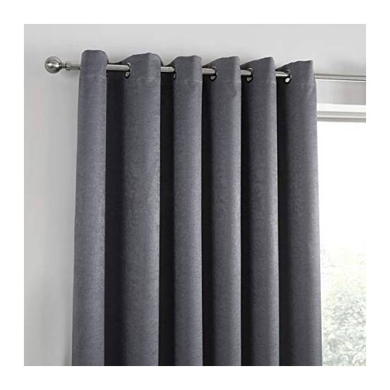 Fusion Strata Vorhänge mit Ösen, gefüttert, 100% Polyester, 117 x 183 cm, Anthrazit