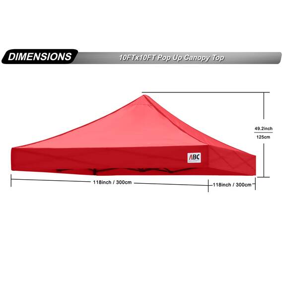 Abccanopy, Ersatzdach für Baldachin für Pop-Up-Zelt (25,4 x 25,4 cm, rot)