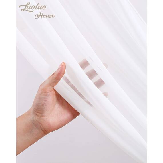 LuoluoHouse Weißer Hochzeitsbogen Drapierung Stoff 2 Paneele 6 Meter Chiffon Hochzeit Bogen Vorhänge Sheer Drapery Hintergrund für Hochzeitszeremonie Party Decke Dekor