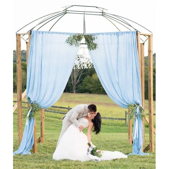 Baby Blue Wedding Arch Draping Fabric 2 Panel Chiffon Fabric Drapery Wedding Decorations for Ceremony Archway Party Ceiling Backdrop 6 Yards
