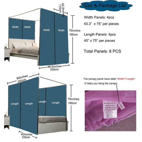 Akiky Prinzessinnen-Betthimmel-Vorhang-Set mit Sternenlicht, durchscheinender Vorhang für King-Size-Bett, 8 Paneele (King-Size, weiß)