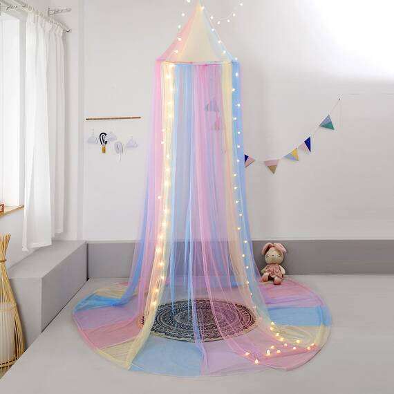 Nattey Prinzessin Mädchen Spitze Bettwäsche Moskitonetz Himmel Bites Schützen für Twin Queen King Size Überdachungen, Acrylbeschichtete Baumwolle, violett, Einheitsgröße