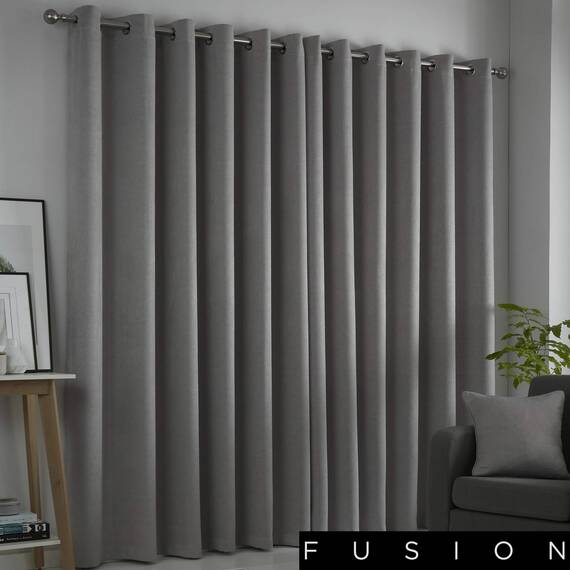 Fusion Strata Vorhänge, gewebt, mit Ösen, gefüttert, 168 x 228 cm, silberfarben, Futter: 100% Polyester, Silber