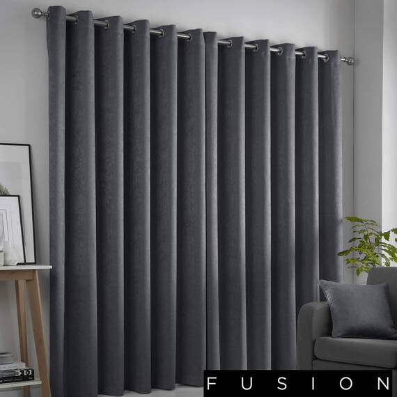 Fusion Strata Vorhänge mit Ösen, gefüttert, 100% Polyester, 168 x 137 cm, Anthrazit