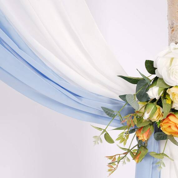 Baby Blue Wedding Arch Draping Fabric 2 Panel Chiffon Fabric Drapery Wedding Decorations for Ceremony Archway Party Ceiling Backdrop 6 Yards
