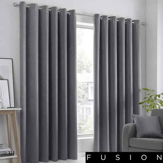 Fusion Strata Vorhänge mit Ösen, gefüttert, 100% Polyester, 168 x 137 cm, Anthrazit