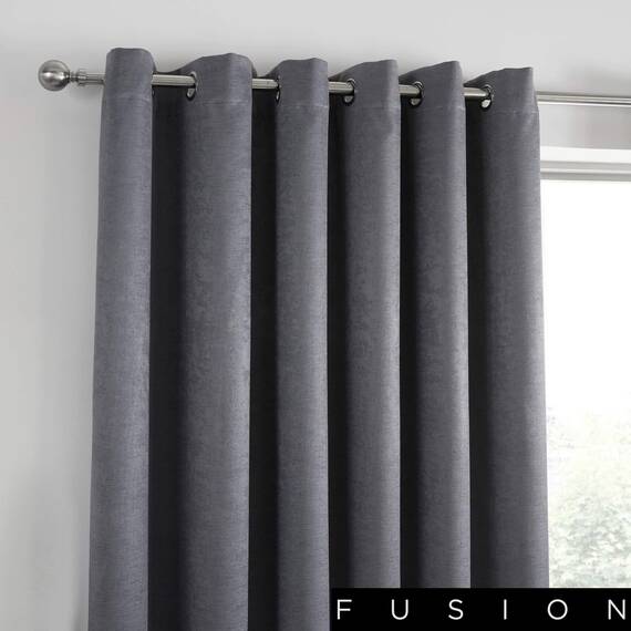 Fusion Strata Vorhänge mit Ösen, gefüttert, 100% Polyester, 168 x 137 cm, Anthrazit