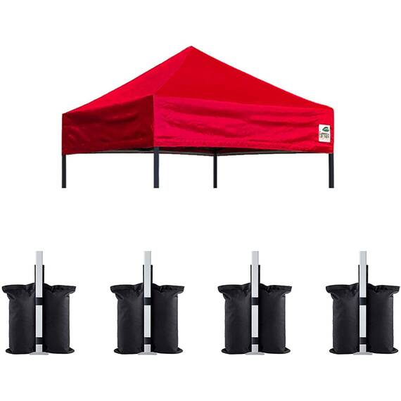 Eurmax USA Pop-Up-Baldachin, Ersatz-Baldachin, Zeltabdeckung, nur Instant Ez Baldachin, Bonus 4 Stück Baldachin-Gewichtstasche, Bonus 4 Stück Baldachin-Gewichtsbeutel (5 x 5, rot)