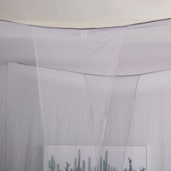 Mengersi Elegante Bettvorhänge mit 4 Eckpfosten für Queen-Size-Betten, Moskitonetz, geeignet für Innen- und Außenbereich, grau, 220 x 190 x 248 cm (L x B x H)