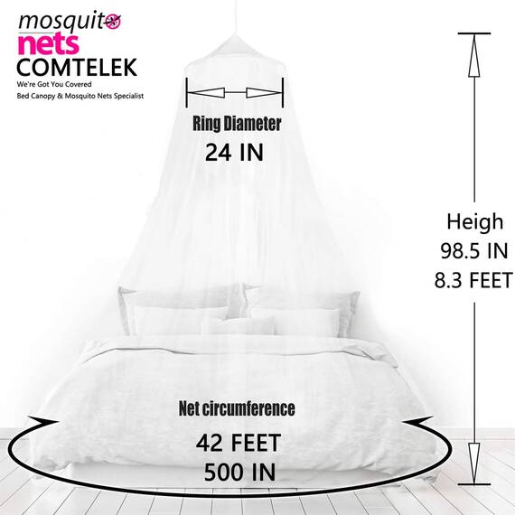 Comtelek Moskitonetz für Doppelbett, 4 Eckpfosten, elegant, Moskitonetz, Betthimmel-Set, Haken und professionelles Seil für Netz, Sichtschutz und Baldachin