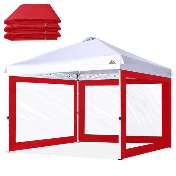 SCOCANOPY Seitenwand mit transparentem Fenster für 25,4 x 25,4 cm große Baldachinrahmen, 3 Stück, Rot