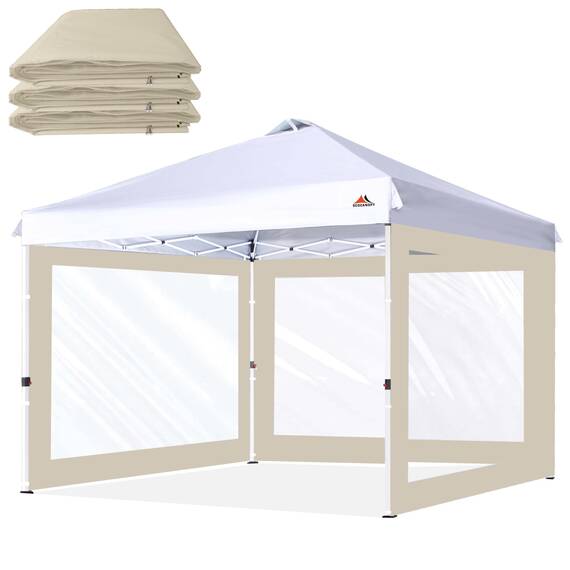 SCOCANOPY Seitenwand mit transparentem Fenster für 25,4 x 25,4 cm große Baldachinrahmen, 3 Stück, Beige