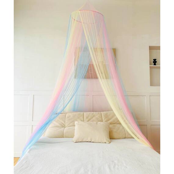 Comtelek Moskitonetz-Betthimmel für Mädchen, Regenbogen-Baldachin, Bettvorhänge, volle Queen-Size-Größe von der Decke, Kuppel-Moskitonetz, Bettzelt für Zwillingsmädchen, Prinzessinnen-Baldachin,
