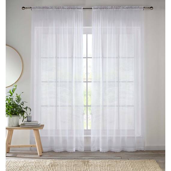 Enhanced Living CRY01PA48-PAIR Voile-Vorhang, 1 Paar, 150 x 122 cm, Weiß
