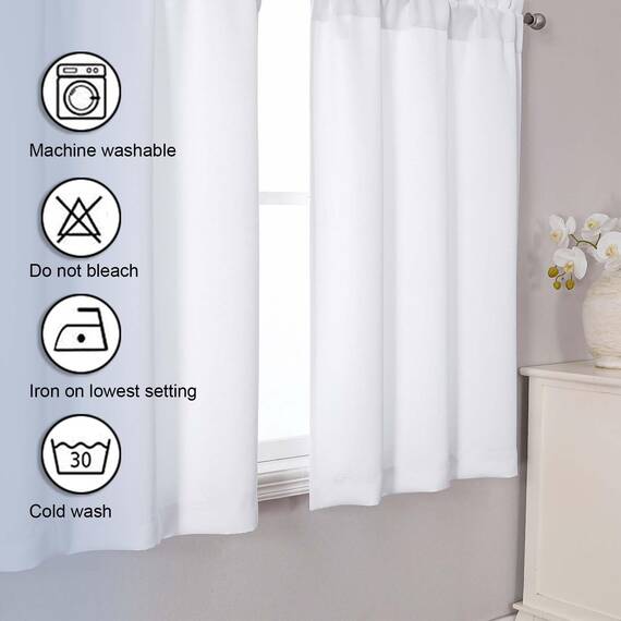 Chyhomenyc Lichtfilternde, kurze Vorhänge, 114 cm Länge, kleine Küchenfenstervorhänge über Spüle, Halbfenster, Café-Vorhang für Badezimmer, Kellerschrank, Camper, 2 Paneele, je 76,2 cm B x 114,4 cm