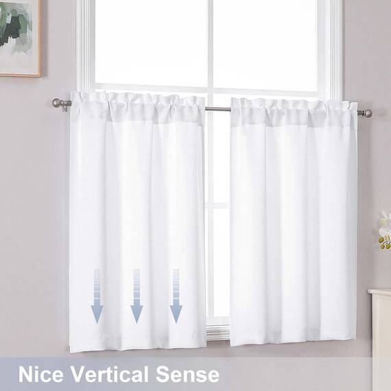 Chyhomenyc Lichtfilternde, kurze Vorhänge, 114 cm Länge, kleine Küchenfenstervorhänge über Spüle, Halbfenster, Café-Vorhang für Badezimmer, Kellerschrank, Camper, 2 Paneele, je 76,2 cm B x 114,4 cm