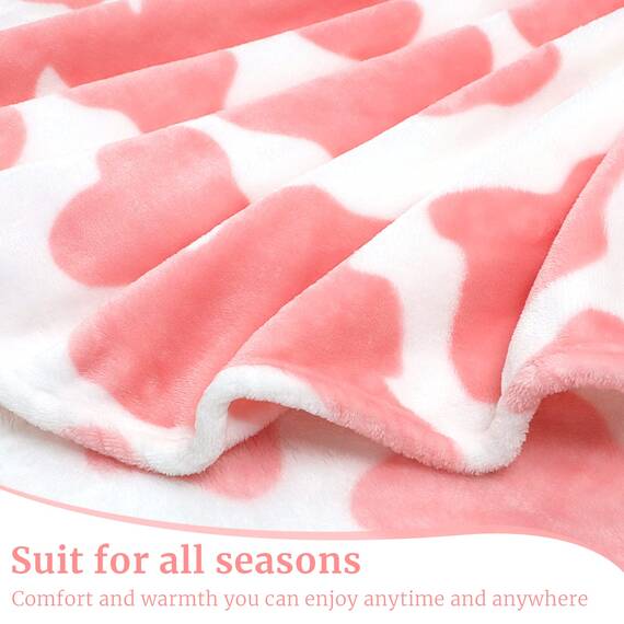 HSEEC Decke mit Kuh-Druck, weich, gemütlich, warm, Kuhdecken und Überwürfe, warmes Plüsch-Fleece, Flanell, rosa Kuh, Bedruckte Decke, Geschenk für Erwachsene, Mutter, Reisedecke, alle Jahreszeiten,