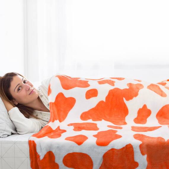 HSEEC Orange Decken und Überwürfe Queen-Size-Größe, weiche Fleecedecke, Überwurf, gemütliche Decke für Bettüberwurf, 228,6 x 228,6 cm