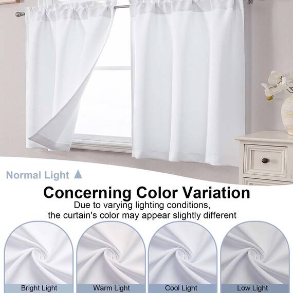 Chyhomenyc Lichtfilternde, kurze Vorhänge, 114 cm Länge, kleine Küchenfenstervorhänge über Spüle, Halbfenster, Café-Vorhang für Badezimmer, Kellerschrank, Camper, 2 Paneele, je 76,2 cm B x 114,4 cm