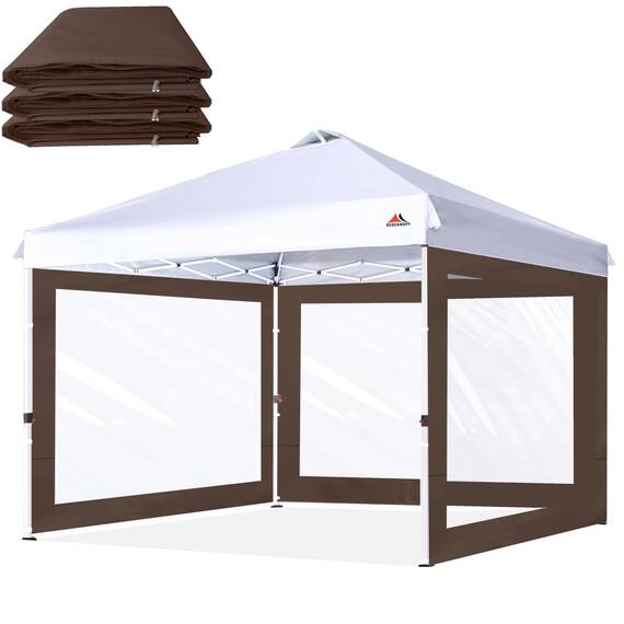 SCOCANOPY Seitenwand mit transparentem Fenster für 25,4 x 25,4 cm große Baldachinrahmen, 3 Stück, Braun