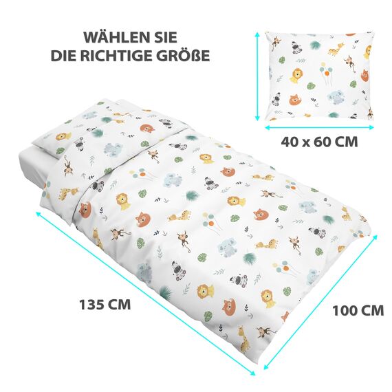 Kinderbettwäsche Baby Bettwäsche 100x135 cm 2 Stück - aus Baumwolle - Kinder Set von Duvet Cover 100 x 135 und Kissenbezug 40x60 cm Junge und mädchen babybettwäsche bettbezug für Kleinkind Oeko-Tex