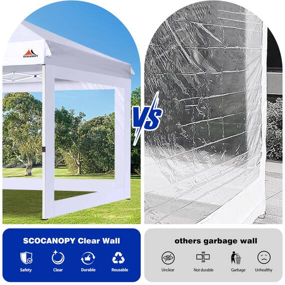 SCOCANOPY Seitenwand mit transparentem Fenster für 25,4 x 25,4 cm große Baldachinrahmen, 3 Stück, Rot
