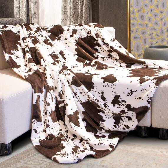 Decke mit Kuh-Druck, weiches Fleece, Flanell, gemütlich, niedlich, Kuhdecken, warmer Plüsch, leicht, Überwurfdecke, für Couch, Sofa, Bett, Geschenk, 127x152.4 cm