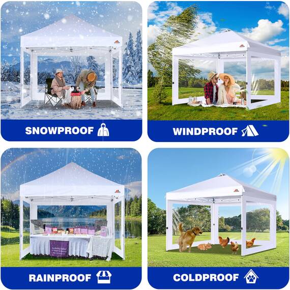 SCOCANOPY Seitenwand mit transparentem Fenster für 25,4 x 25,4 cm große Baldachinrahmen, 3 Stück (dunkelgrau)