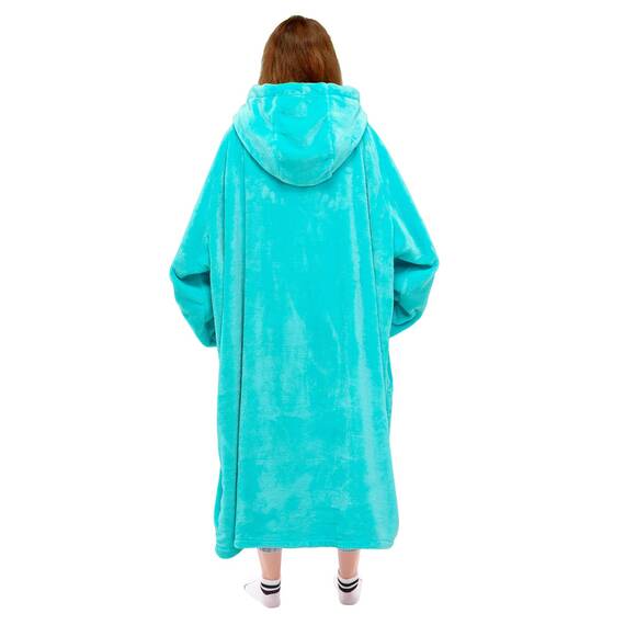 Waitu Wearable Blanket Sweatshirt for Women and Men, Super Warm and Cozy Big Blanket Hoodie, Thick Flannel Blanket with Sleeves and Giant Pocket - Cyan