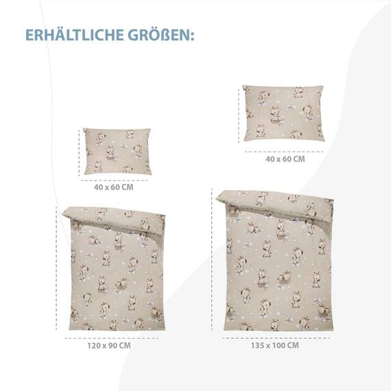 Kinderbettwäsche Baby Bettwäsche 100x135 cm aus Baumwolle - Kinder Set von Duvet Cover 100 x 135 und Kissenbezug 40x60 cm Junge und mädchen babybettwäsche bettbezug für Kleinkind Oeko-Tex