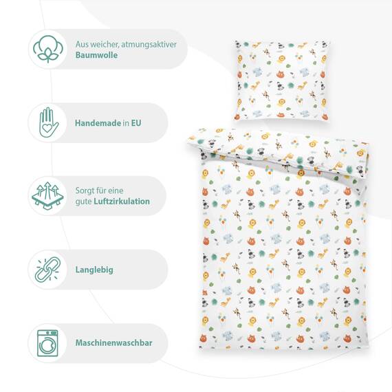 Kinderbettwäsche Baby Bettwäsche 90x120 cm aus Baumwolle - Kinder Set von Duvet Cover 90 x 120 und Kissenbezug 40x60 cm Junge und mädchen babybettwäsche bettbezug für Kleinkind Oeko-Tex