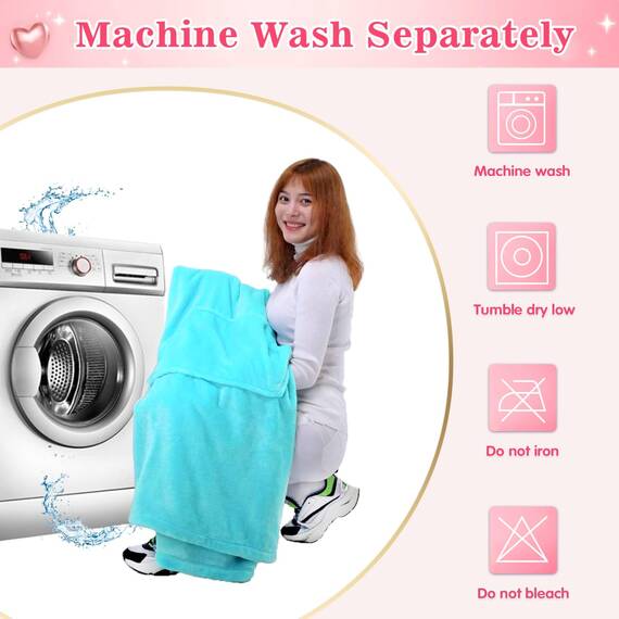 Waitu Wearable Blanket Sweatshirt for Women and Men, Super Warm and Cozy Big Blanket Hoodie, Thick Flannel Blanket with Sleeves and Giant Pocket - Cyan