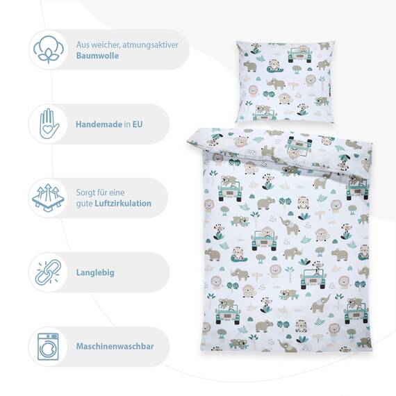 Kinderbettwäsche Baby Bettwäsche 90x120 cm aus Baumwolle - Kinder Set von Duvet Cover 90 x 120 und Kissenbezug 40x60 cm Junge und mädchen babybettwäsche bettbezug für Kleinkind Oeko-Tex